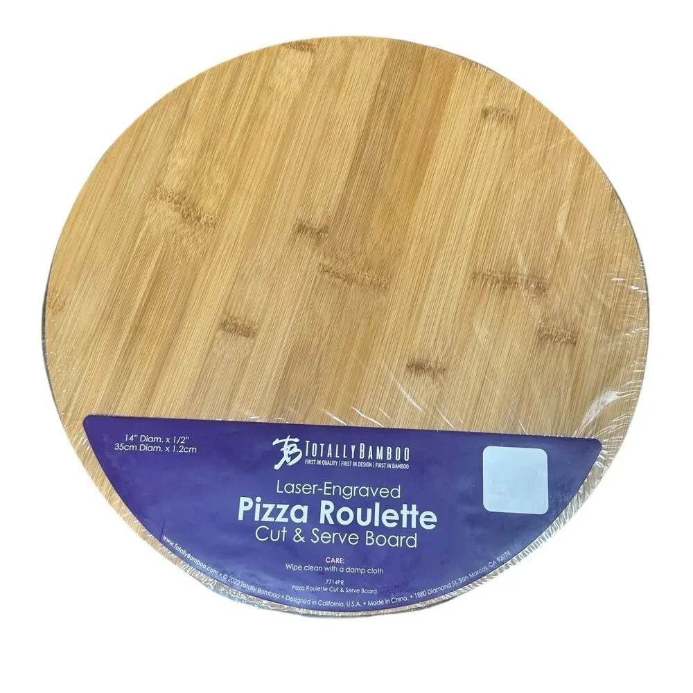 Pizza Roulette Cutting Board‎ Bamboo Pizza Cut & Serve Board Family Game Fun NEW